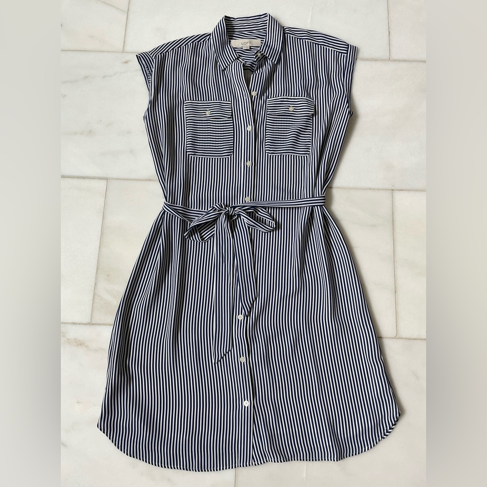 SOLD Loft Striped Button Down Dress